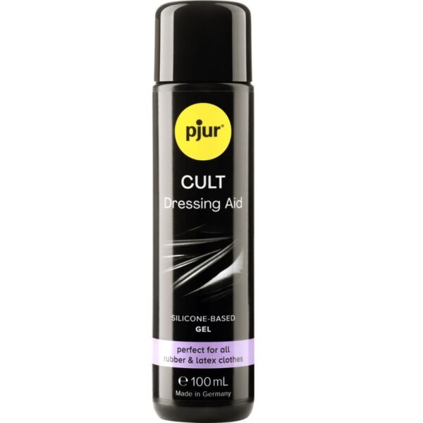 Flacon de 100 ml pjur Cult Dressing Aid, gel de silicon pentru îmbrăcat haine din latex