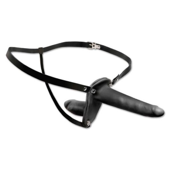 Ham strap-on dublu Pipedream Double Penetrix cu dildo și stimulator vaginal atașat