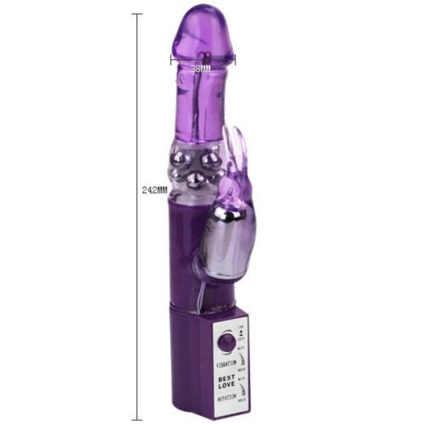 Vibrator rabbit Baile Hot Lady II cu tijă cu perle și stimulator clitoridian în formă de iepuraș