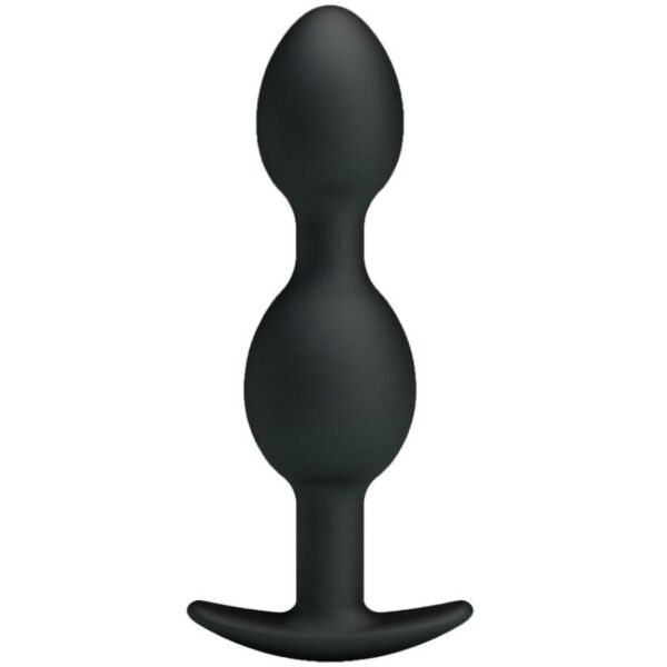 Bile anale Pretty Love Heavy Balls din silicon negru, cu mâner