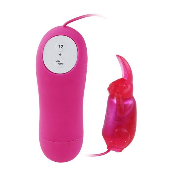 Ou vibrator Baile BI-014195 în formă de iepuraș, de culoare lila, cu telecomanda lui cu fir