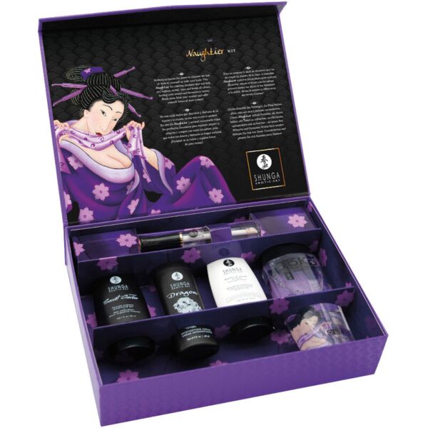Shunga Naughtier Kit cu cele cinci cosmetice intime și cutia cadou