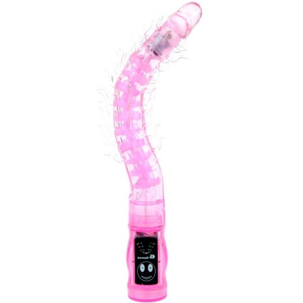 Vibrator Baile BW-038002 cu tijă striată, cap curbat și stimulator de clitoris
