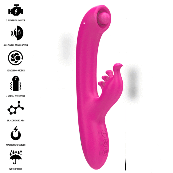 Vibrator rabbit Intense Christina cu ax inserabil și braț exterior pentru stimularea clitorisului