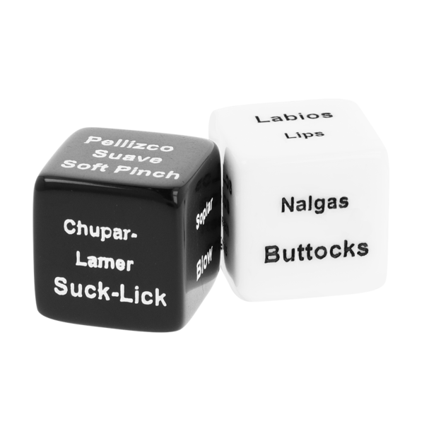 Zaruri erotice pentru cupluri Black&Silver Dice for Couples, un zar negru și unul alb, cu punga de satin
