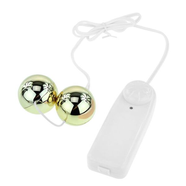 Bile vaginale cu vibrații Baile Golden Chinese Balls, cu telecomanda cu fir