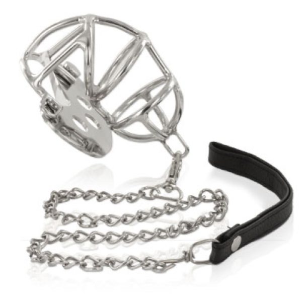 Cușcă de castitate Metal Hard Chastity Ring with Strap, cu inelul și cureaua