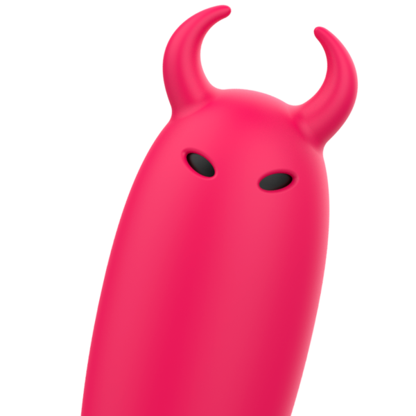 Vibrator bullet Intense Fun Scarlet 9,3 cm, cu coarne și coadă bifurcată