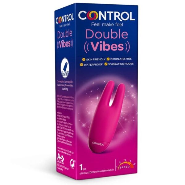 Vibrator clitoridian Control Double Vibes, cu cele două vârfuri de silicon