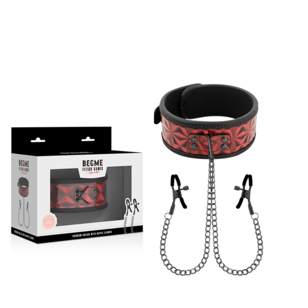 Colier cu lanț și cleme pentru sfârcuri Begme Red Edition