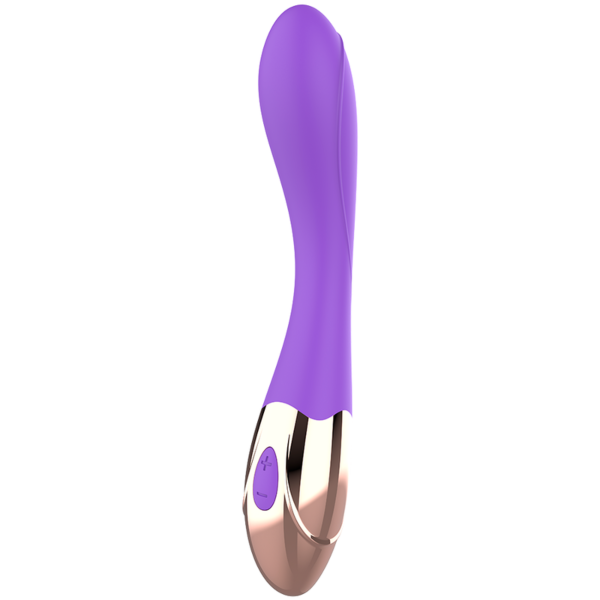 Vibrator pentru punctul G Womanvibe Sunny, curbat și texturat, în auriu și lila