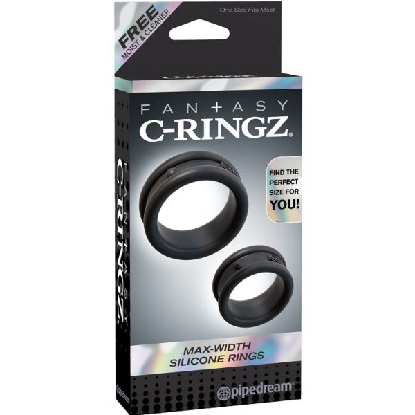 Set de două inele din silicon negru Fantasy C-Ringz Black de la Pipedream