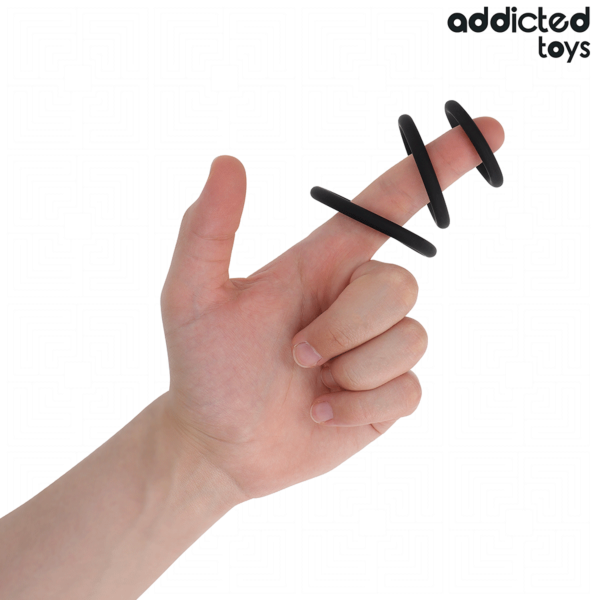Set de trei inele pentru penis Addicted Toys Model 2, din silicon