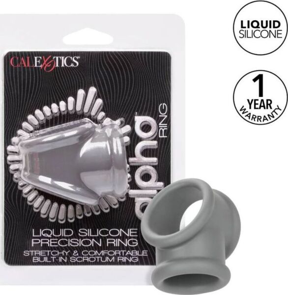 Inel pentru penis CalExotics Alpha Precision Ring, gri, cu cele două inele legate