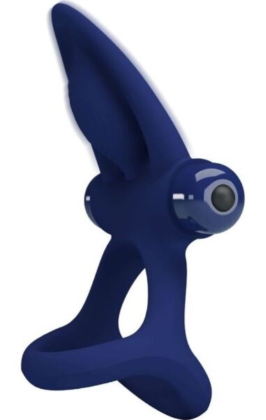 Inel vibrator Pretty Love BI-210306-3 albastru, cu stimulator cu peri