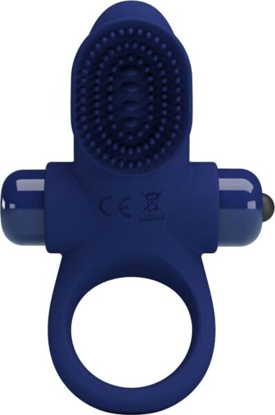 Inel vibrator Pretty Love BI-210205-3 din silicon albastru, cu vibratorul bullet