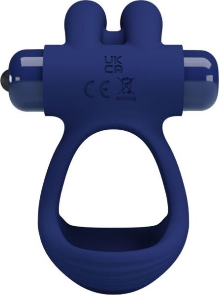 Inel vibrator dublu Pretty Love BI-210320 din silicon albastru