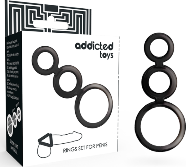 Set de trei inele pentru penis și testicule Addicted Toys