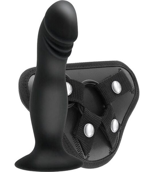 Ham strap-on cu dildo S Pleasures Strappy Harness Set, cu curelele și dildoul cu ventuză