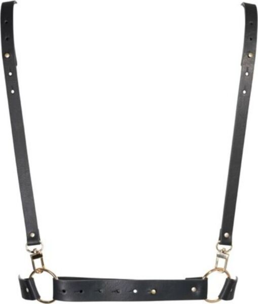 Ham corporal Maze X Harness de la Bijoux Indiscrets, negru, cu banda de la piept și bretelele încrucișate în X