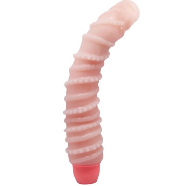 Vibrator realist BAILE Flexi Vibe Spiral, culoarea pielii, cu vene și glandul rotunjit