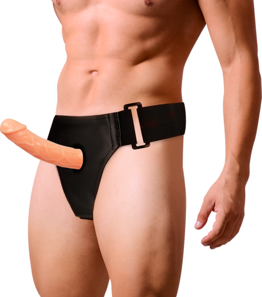 Ham strap-on gol Harness Attraction Blake pentru bărbați, cu penis realist de culoare naturală și curele