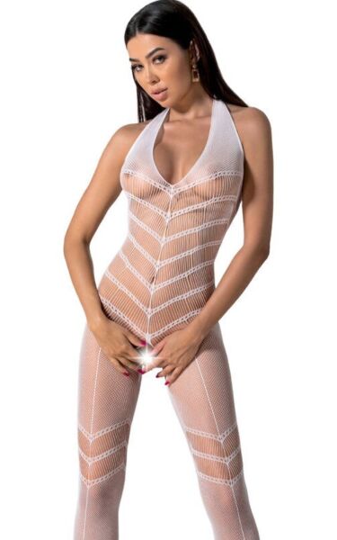 Body stocking Passion BS100 din plasă cu dantelă
