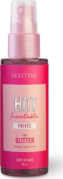 Body splash Sexitive Hot Inevitable cu glitter, flacon de 60 ml cu pulverizator