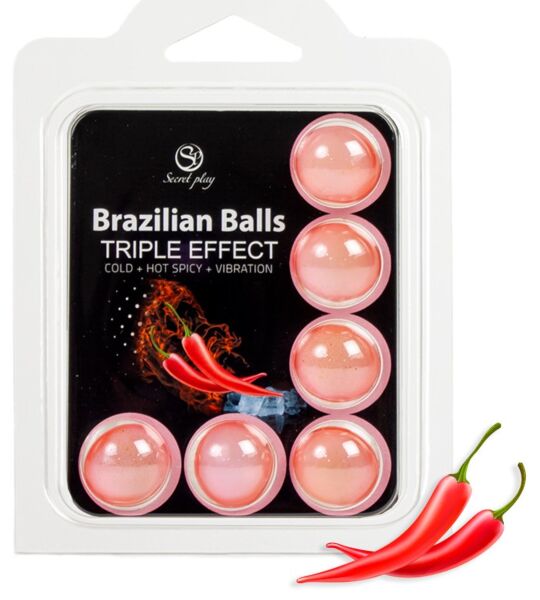 Set 6 Brazilian Balls Triplu Efect de la Secret Play, bile cu ulei de masaj