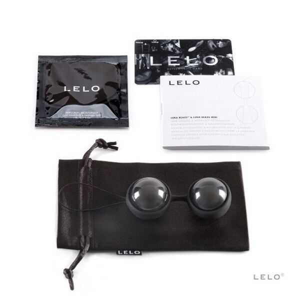 Bile vaginale LELO LUNA Beads Noir cu conector și șnur de extragere