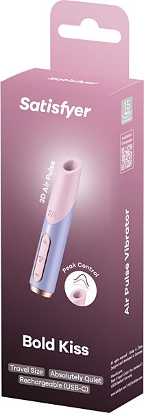 Stimulator clitoridian cu aspirație Satisfyer Bold Kiss Wave, roz și violet