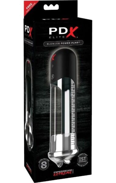 Pompă pentru penis Pipedream PDX Elite Blowjob Power Pump, cu tub transparent și intrare moale