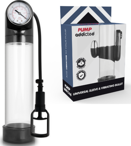 Pompă de erecție Pump Addicted RX9 cu vibrator și manometru