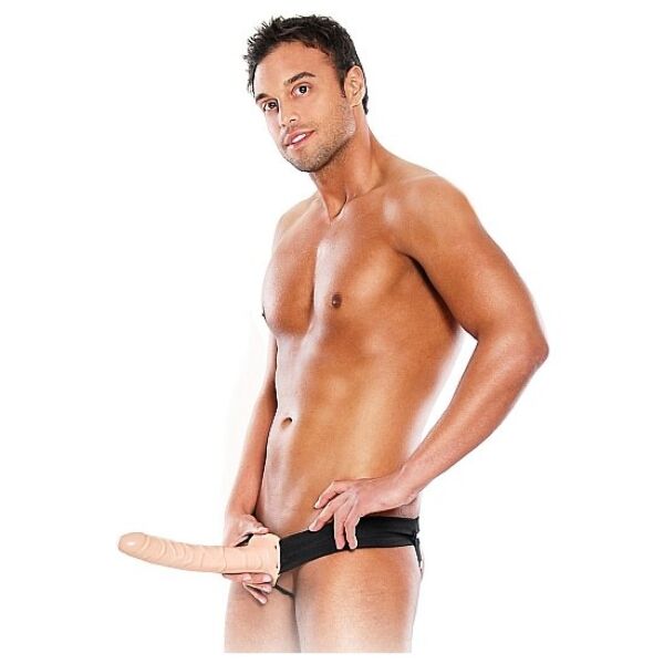 Ham strap-on cu dildo gol Fetish Fantasy Series 25,4 cm, în culoarea ciocolatei