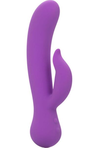 Vibrator cu stimulare dublă CalExotics First Time Rechargeable Pleaser, în culoarea mov