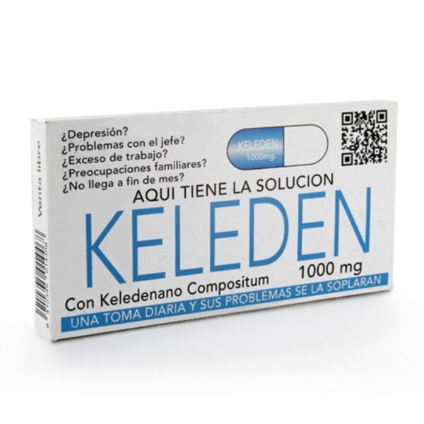 Cutie cu bomboane de farsă Diablo Picante Keleden, care imită ambalajul unui medicament