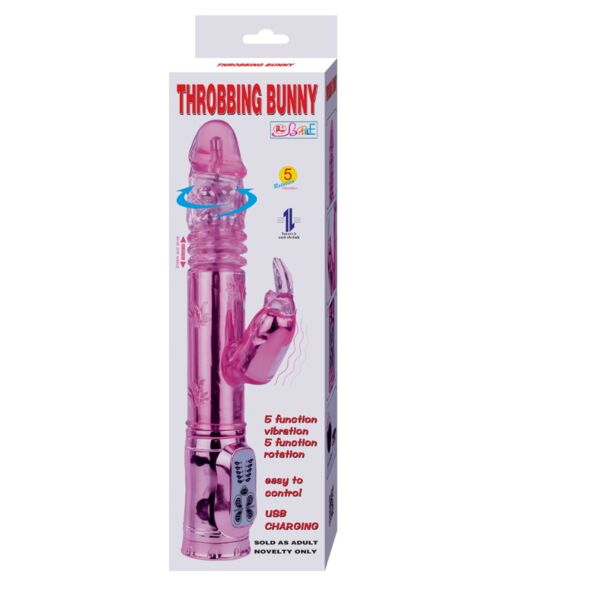 Vibrator rabbit Baile Throbbing Bunny cu vârful rotativ și brațul iepurașului