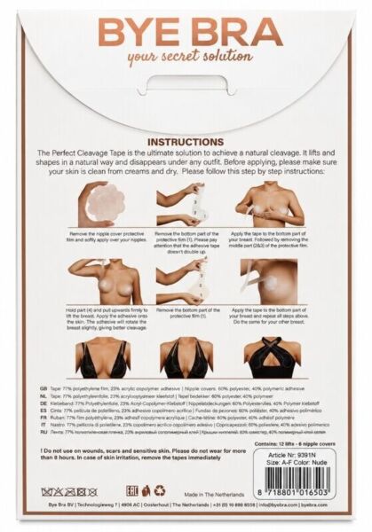 Benzi adezive Bye Bra Perfect Cleavage pentru decolteu, cu acoperitoarele pentru sfârcuri