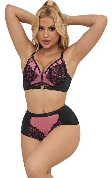 Set de lenjerie din dantelă și plasă cu sutien push-up de la Subblime