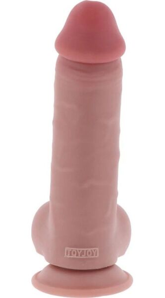 Dildo realist Get Real Deluxe Extra Thick, cu testicule și bază cu ventuză