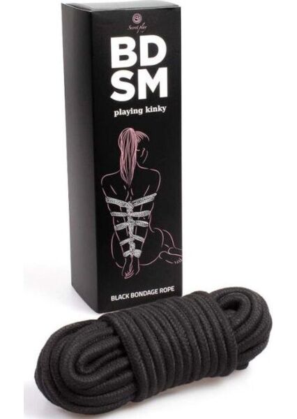 Frânghie bondage neagră Secret Play de 10 metri, din BDSM Collection
