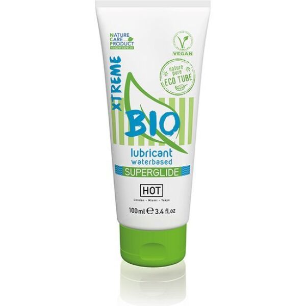Flaconul de lubrifiant pe bază de apă HOT BIO Superglide Xtreme de 100 ml