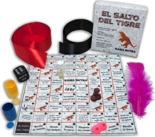 Joc erotic Diablo Picante Salto del Tigre cu tabla, zarurile și accesoriile lui