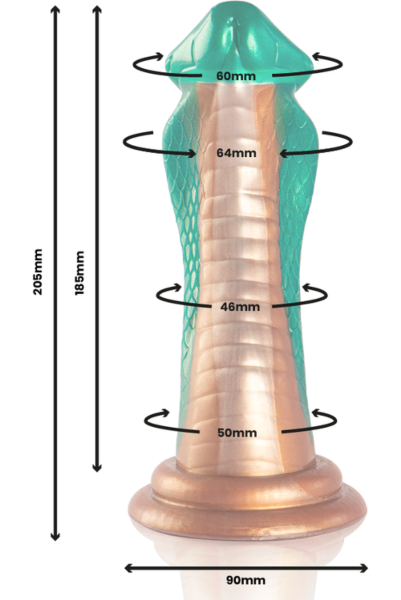 Dildo Epic Python Cobra Green, cu gland, îngroșare sub gland și bază