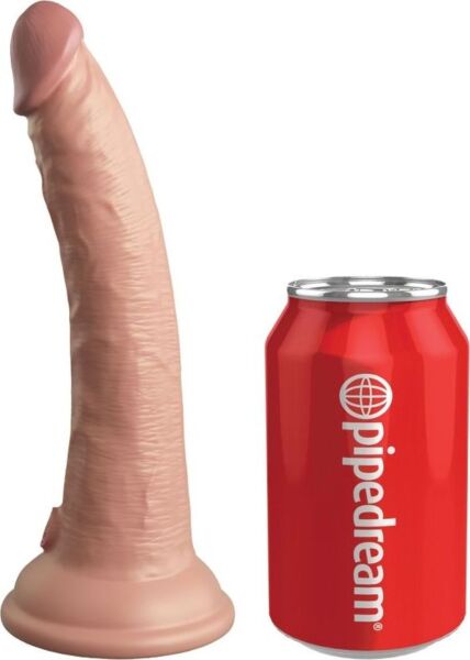 Dildo vibrator realist King Cock Elite cu telecomandă și bază cu ventuză