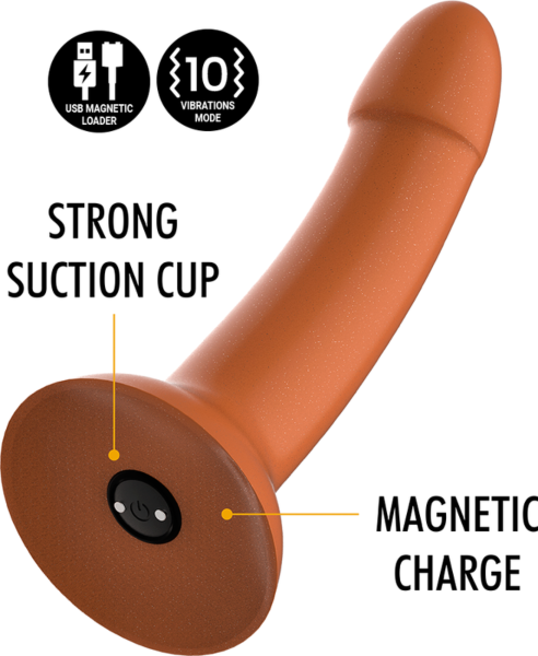 Dildo vibrator Mythology Rune Royal M, auriu, cu baza lui cu ventuză