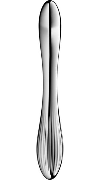 Dildo Satisfyer Pure Gravity 1 din oțel inoxidabil argintiu, curbat, cu dublu uz