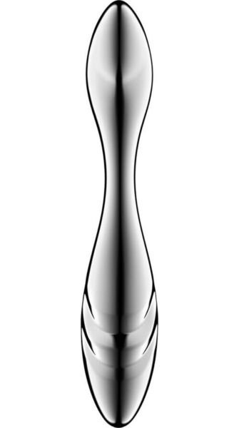 Dildo din oțel inoxidabil Satisfyer Pure Gravity 3, argintiu, cu două capete