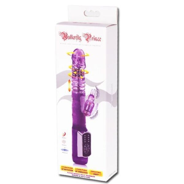 Vibrator rabbit Baile Rabbit Butterfly Prince, cu axul cu perle și fluturele pentru clitoris