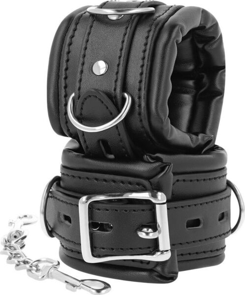 Cătușe BDSM Darkness Padded Locking Cuffs căptușite, cu catarama lor de blocare